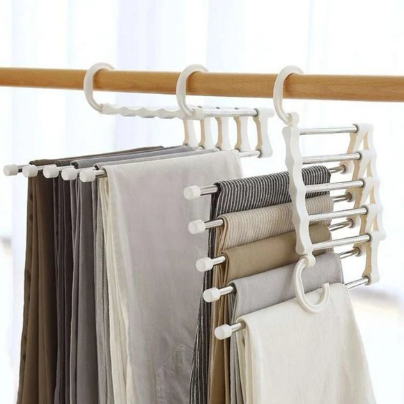 5 in 1 Multi-Functional Pants Hanger Rack Towel Stainless Steel Wardrobe Shelves - Picture 3 of 5